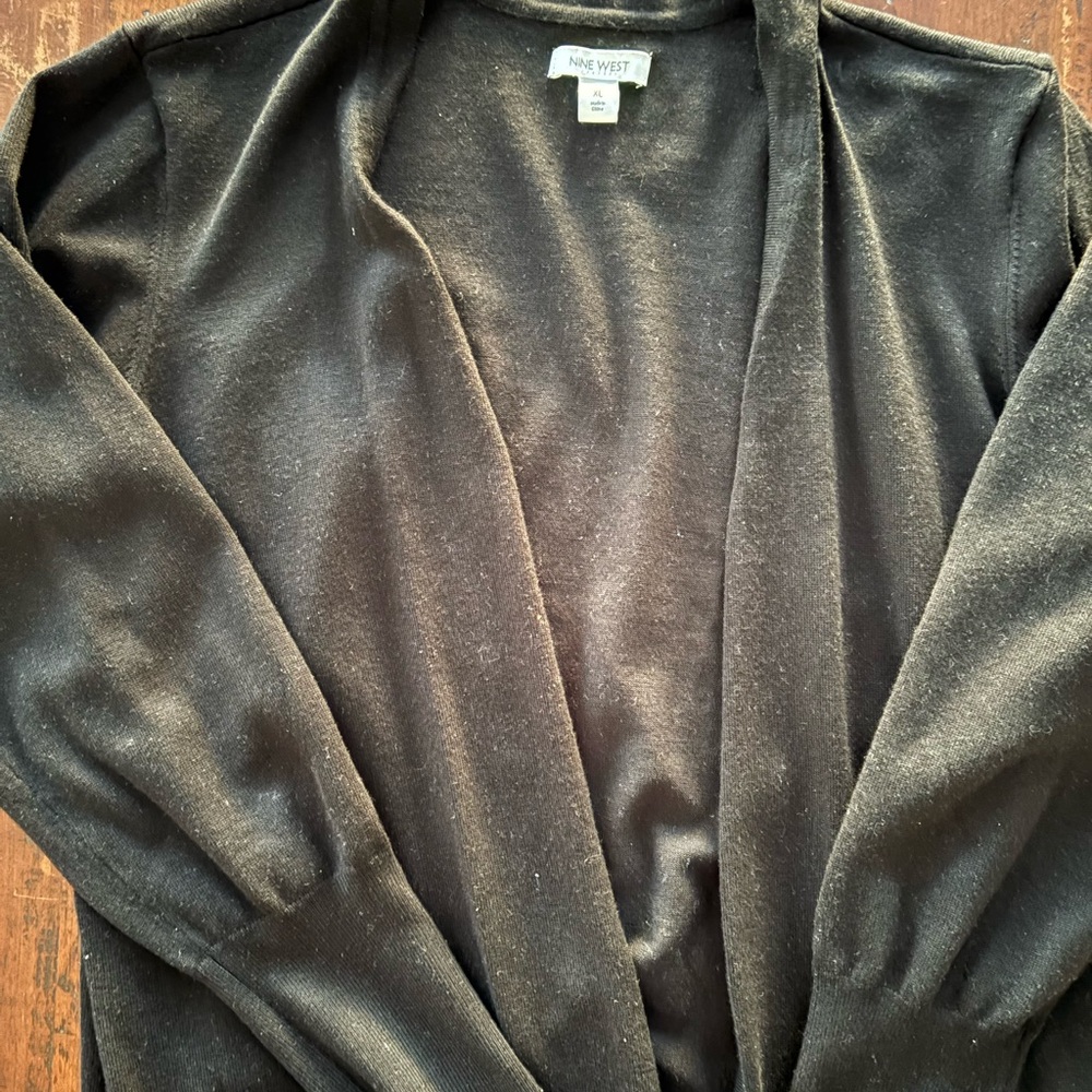 Nine West Classic Black Open-Front Cardigan